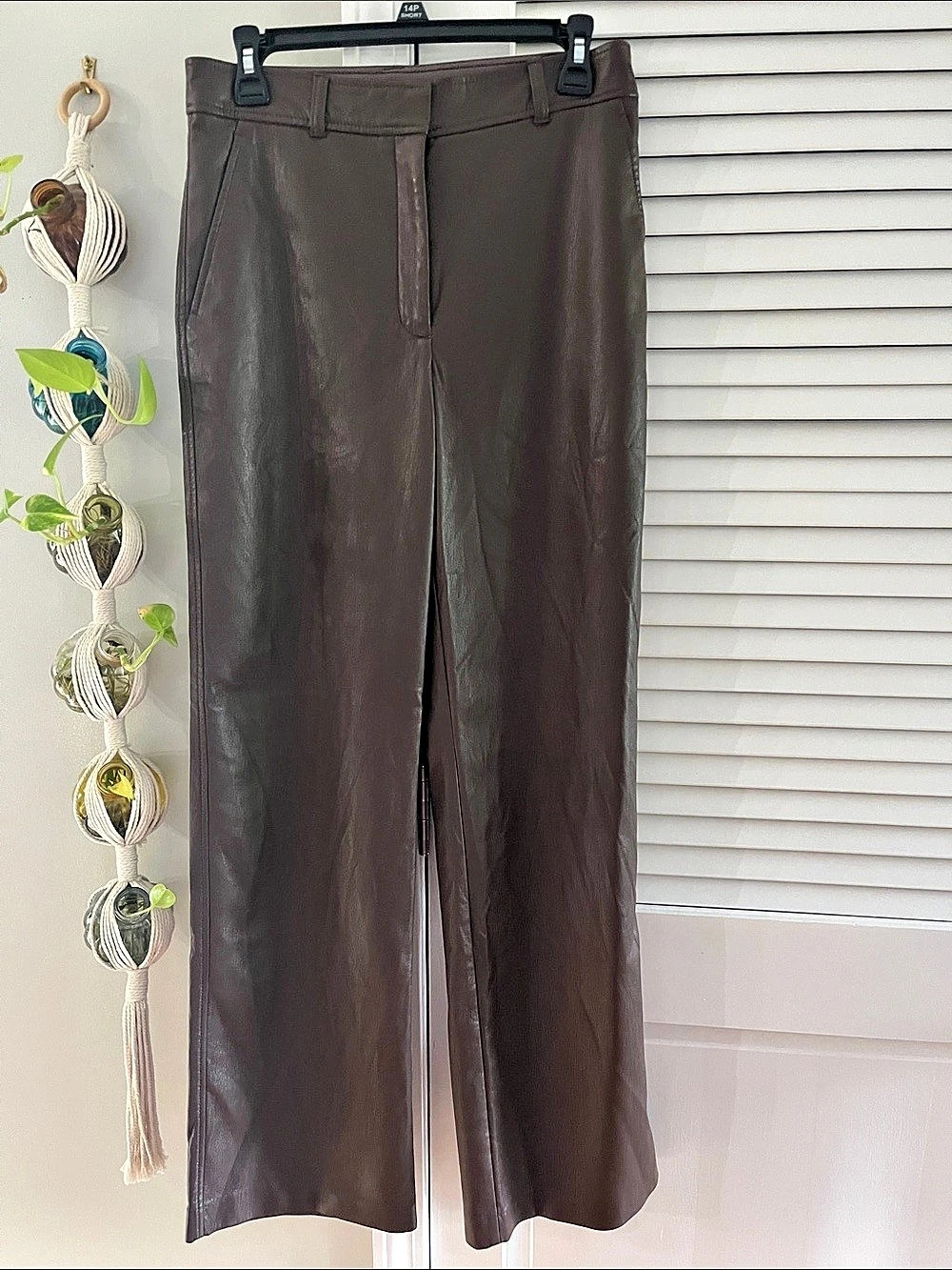 Babaton Command Pant Faux Leather Straight Leg Pants Brown